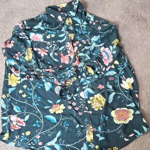 Green Floral Maternity Button Down